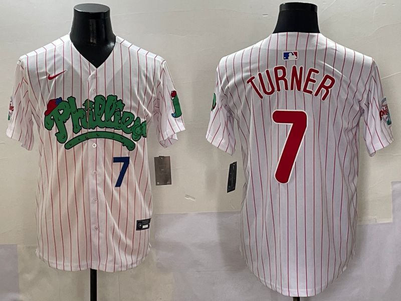 Men Philadelphia Phillies #7 Turner Stripe Red Four generations Joint Name 2025 Nike MLB Jersey style 3->philadelphia phillies->MLB Jersey